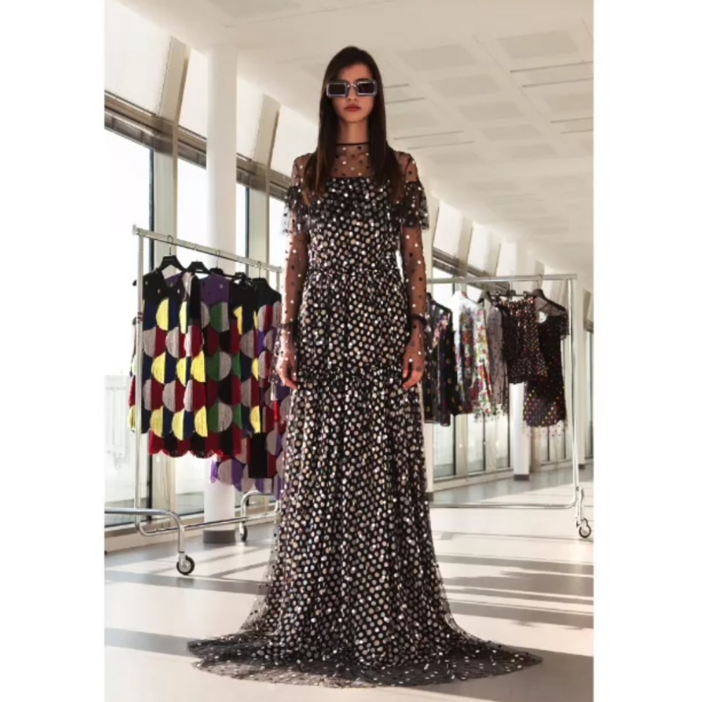 NWT Marco De Vincenzo Polka-dot Embroidered Tulle Gown